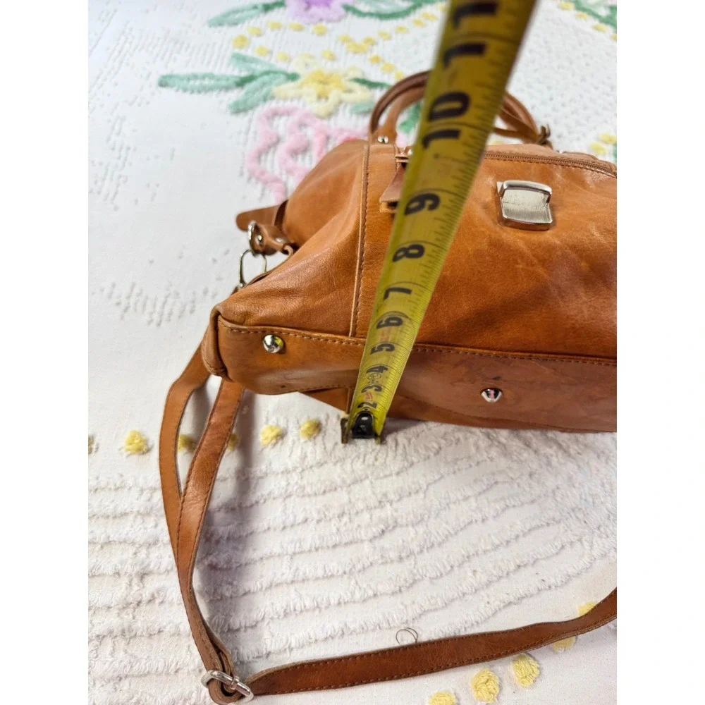 Borse in Pelle Italian Cognac Brown Leather Satchel Crossbody Bag